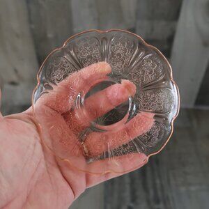 Jeanette 1930s Pink Depression Glass Cherry Blossom Saucer